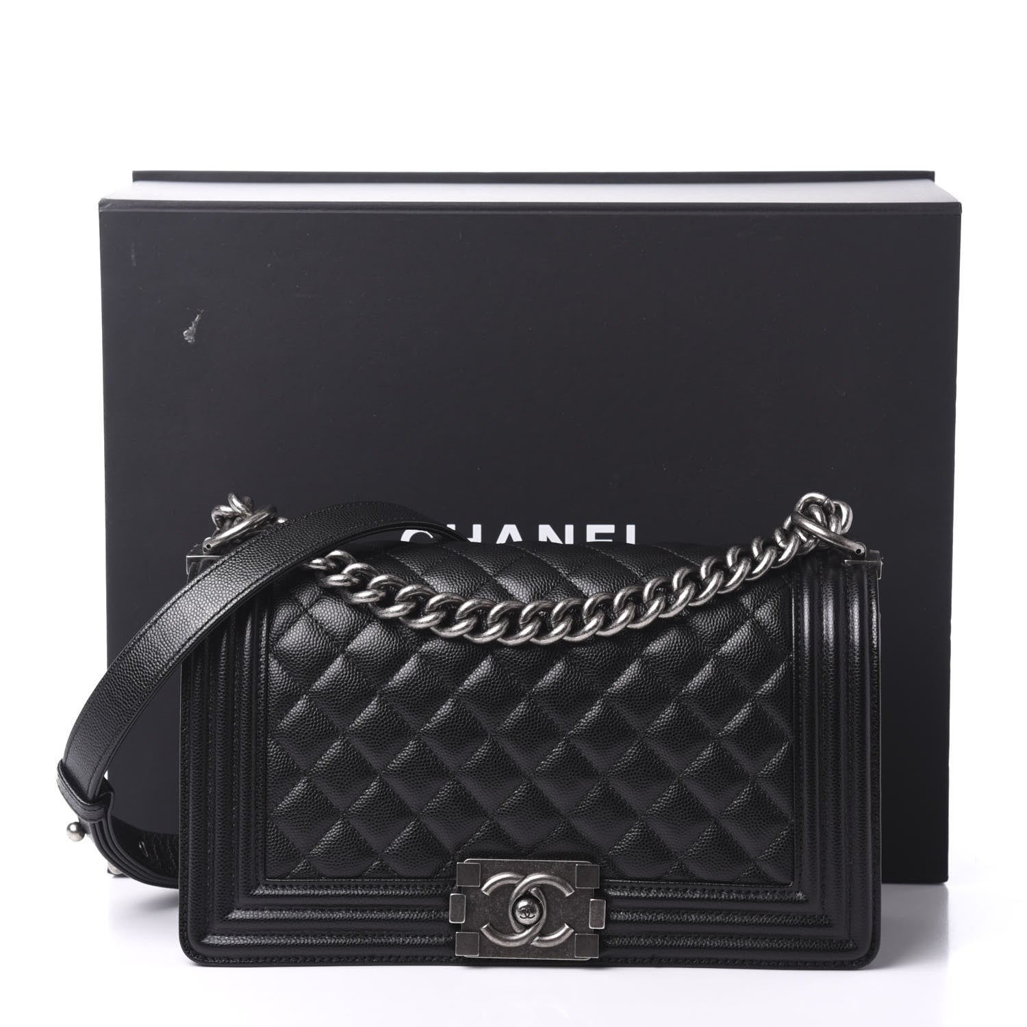 Chanel Caviar Quilted Medium Boy Flap Black 11 of 11