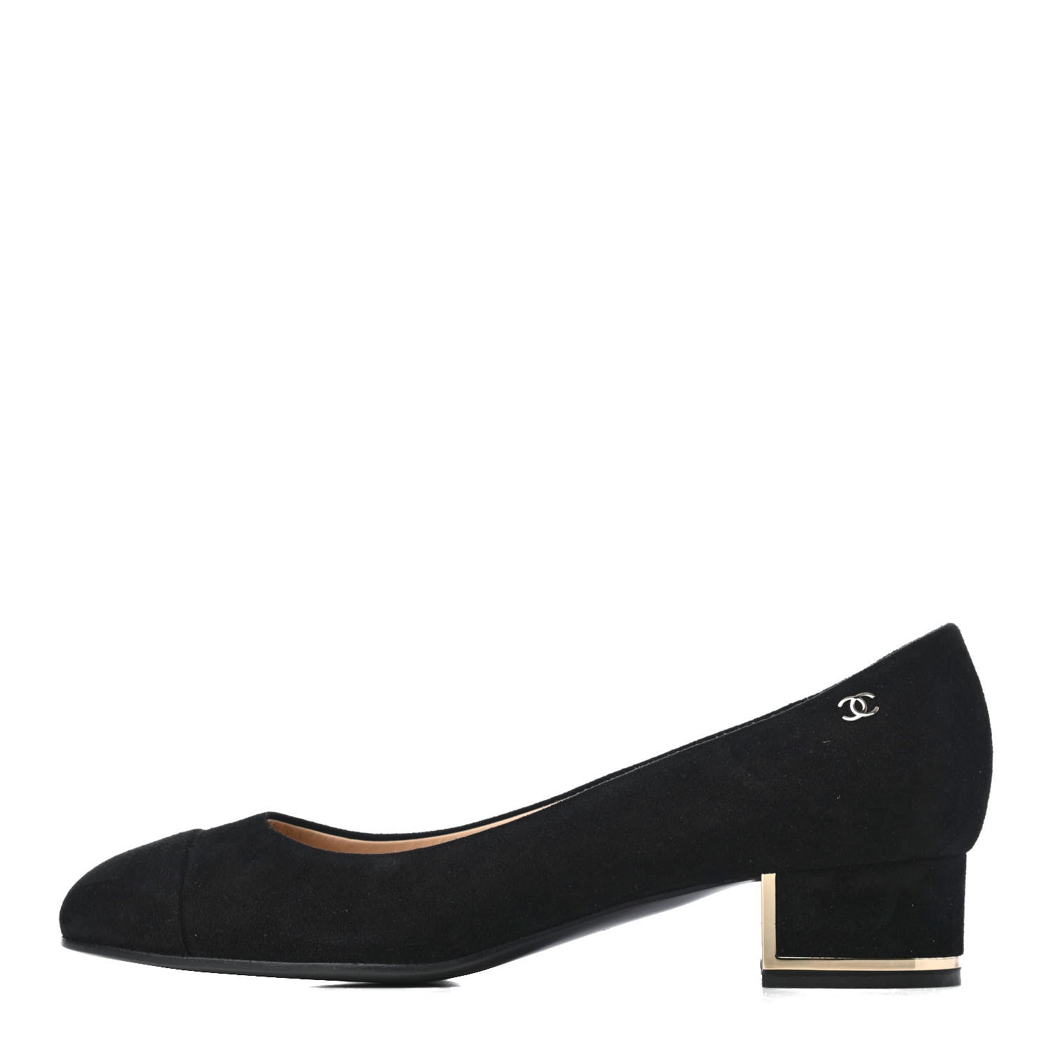 Chanel Suede CC Cap Toe Pumps 38.5 Black 1 of 8