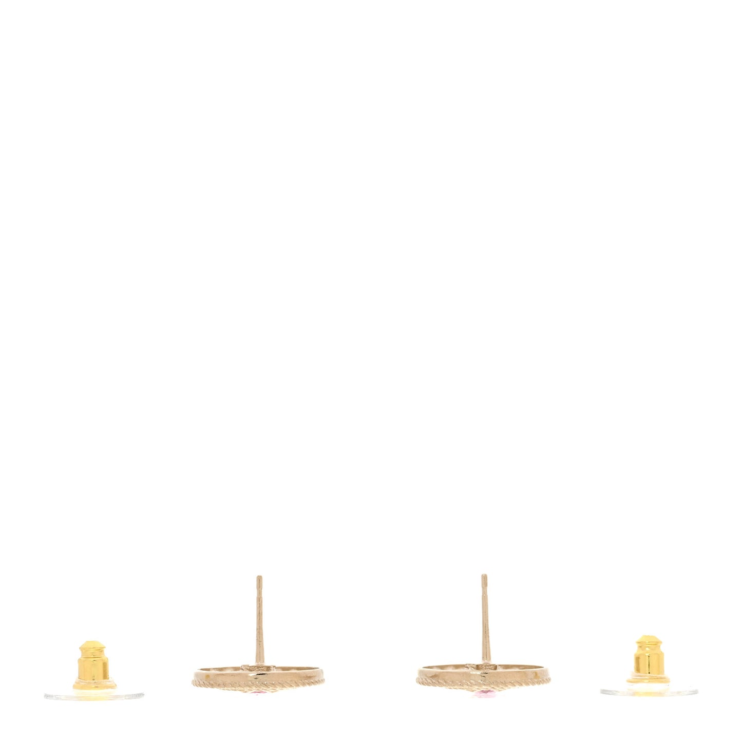 Metal Crystal CC Star Round Stud Earrings Gold Pink