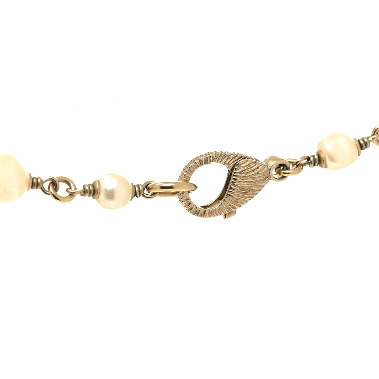 Pearl CC Flower Long Necklace White Gold