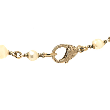 Chanel Pearl CC Flower Long Necklace White Gold 4 of 5