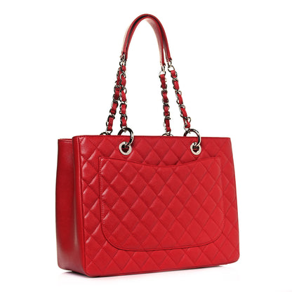 Chanel Caviar Quilted Grand Shopping Tote GST Red 3 of 13
