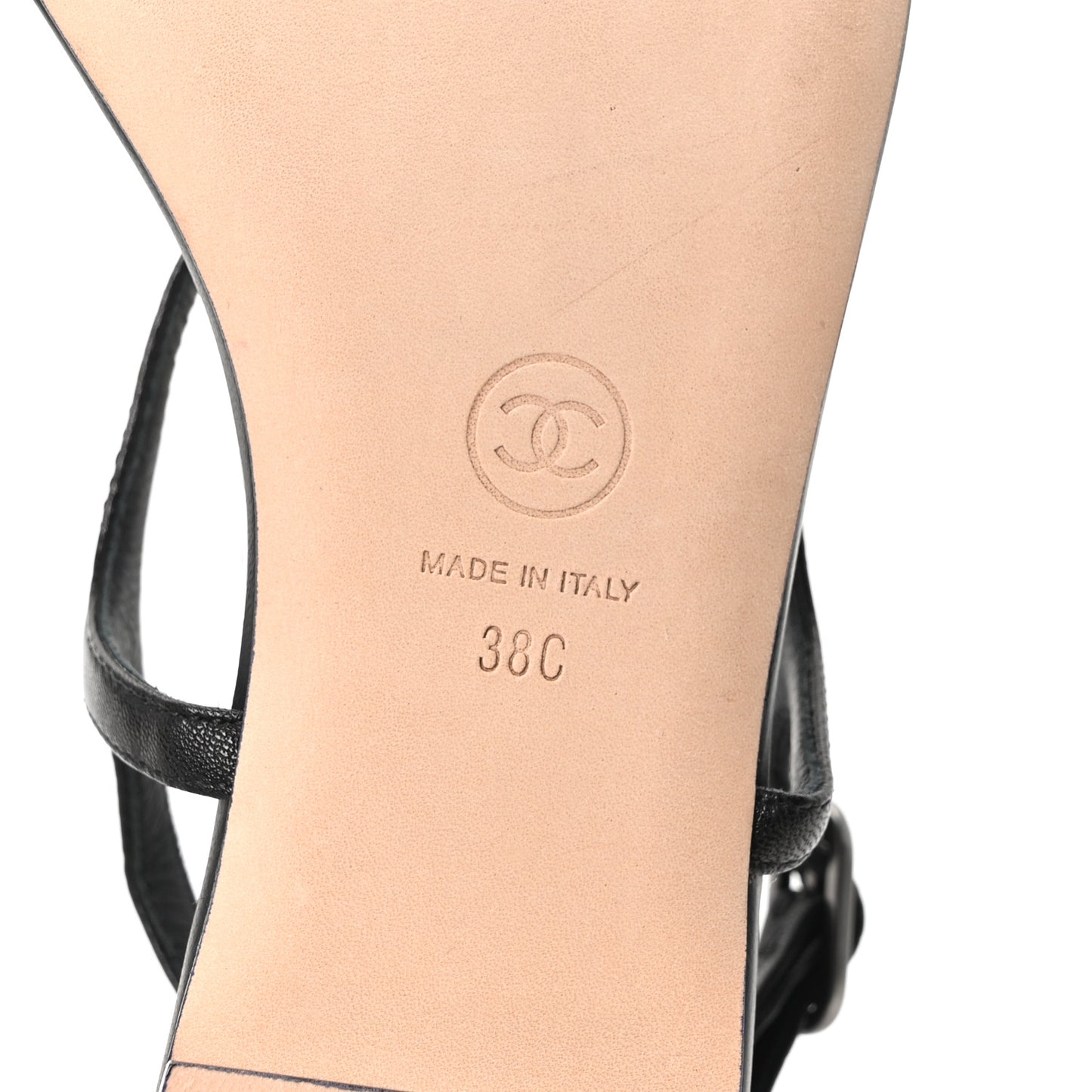 Lambskin Crystal CC Thong Sandals 38 Black