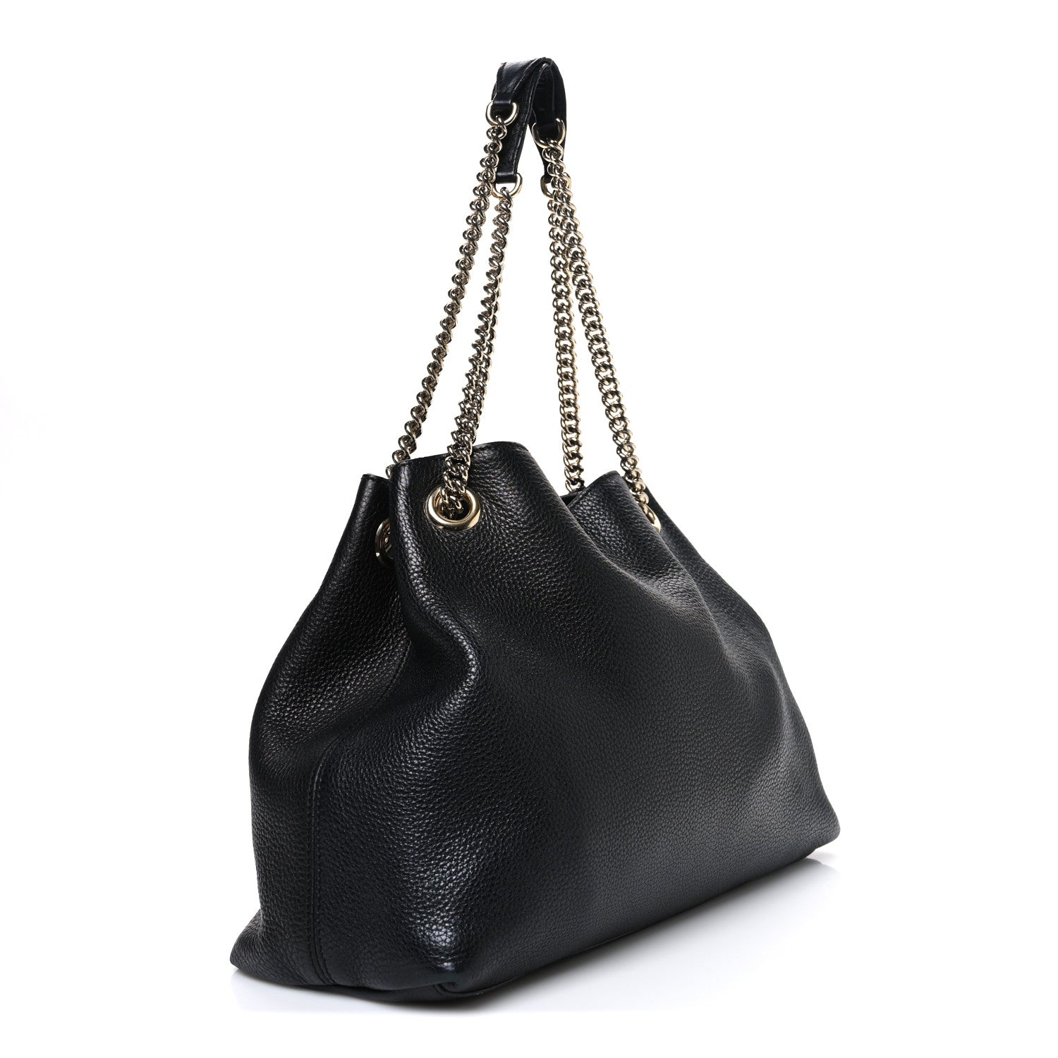 Gucci Pebbled Calfskin Medium Soho Chain Shoulder Bag Black 3 of 10