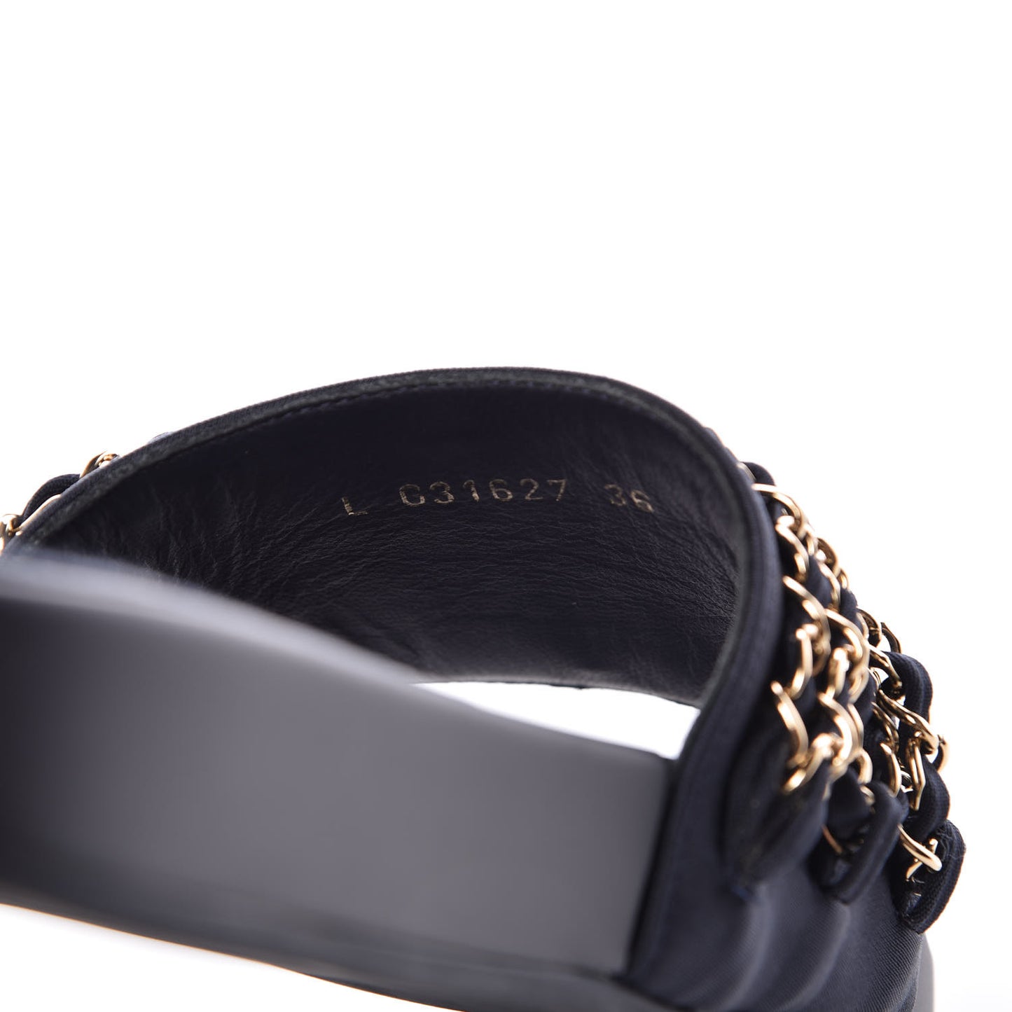 Canvas Chain Flat Sandals 36 Marine