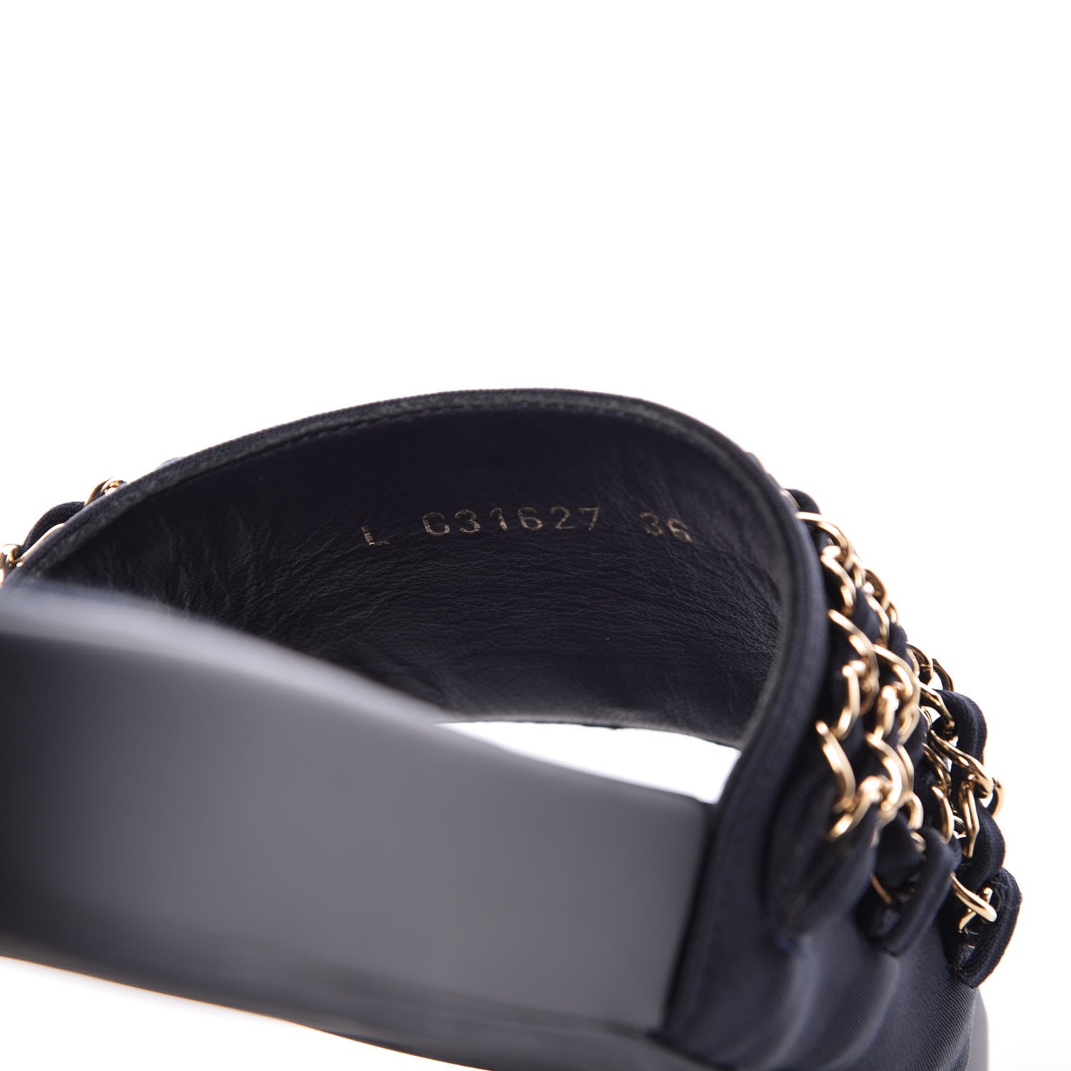 Chanel Canvas Chain Flat Sandals 36 Marine 9 of 10