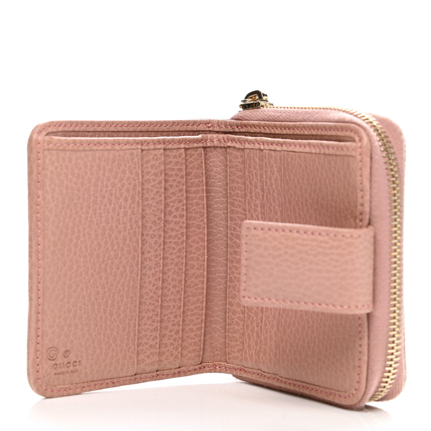 Monogram Dollar Calfskin Zip Around French Flap Wallet Beige Ebony Soft Pink