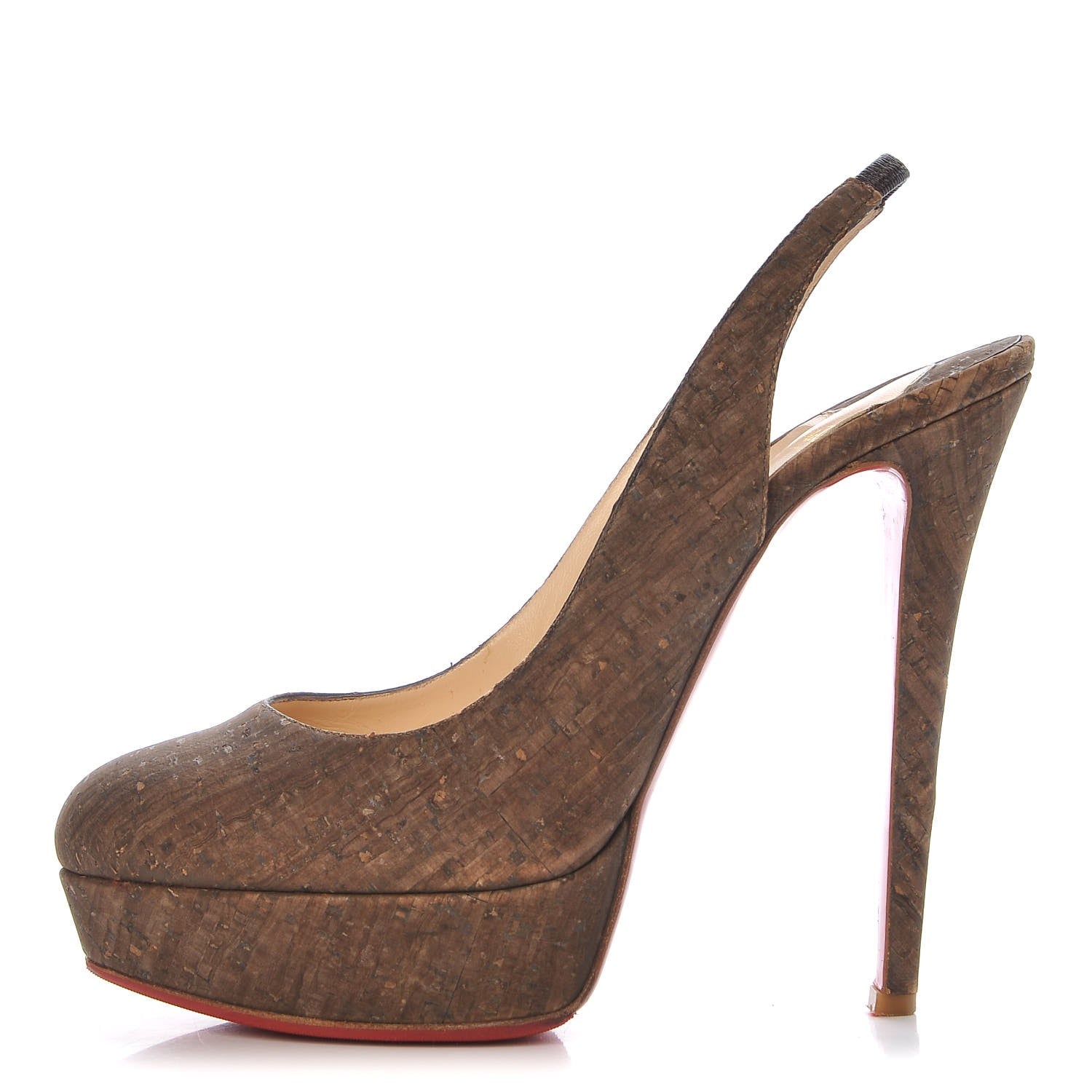 Christian Louboutin Cork Bianca 140 Slingback Pumps 39.5 Brown 1 of 17