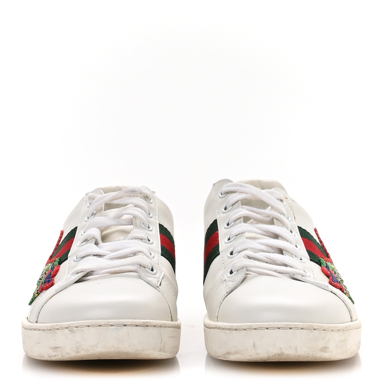 Gucci Calfskin Ayers Dragon Embroidered Womens Ace Sneakers 38 White 3 of 8