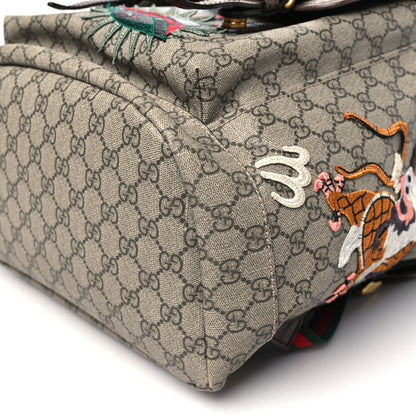 Gucci Soft GG Supreme Monogram Courrier Web Double Buckle Backpack Beige New Acero 10 of 11