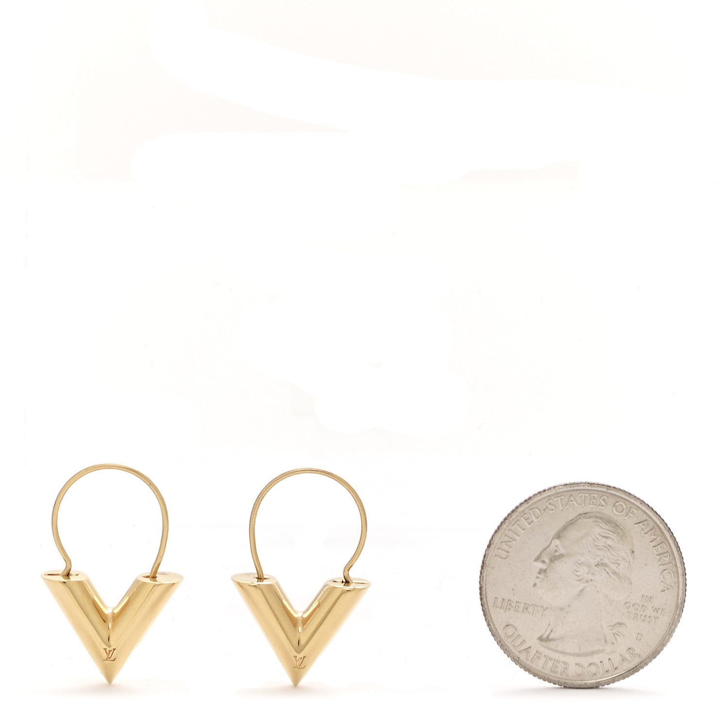 Louis Vuitton Brass Essential V Hoop Earrings Gold 2 of 5