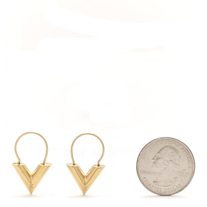Louis Vuitton Brass Essential V Hoop Earrings Gold 2 of 5