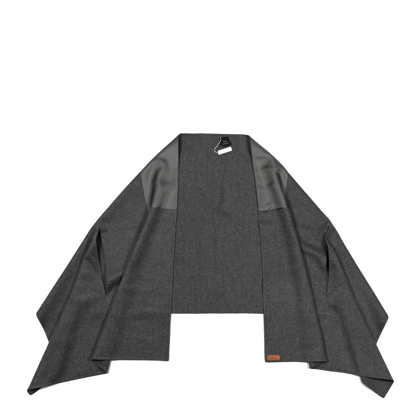 Cashmere Twill Double Face Applique Stole Scarf Gris