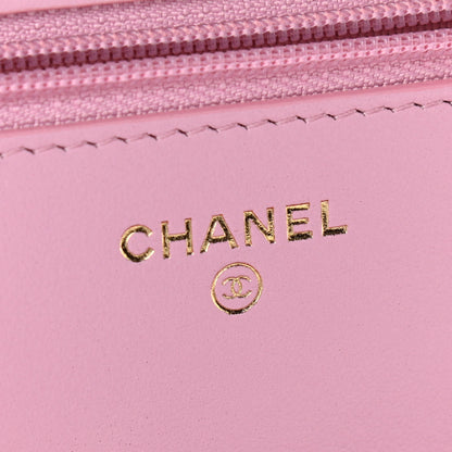 Chanel Shiny Caviar Quilted Pick Me Up Wallet On Chain WOC Pink 6 of 12