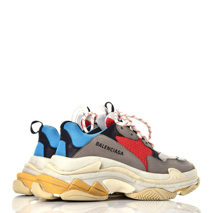 Balenciaga Mesh Nubuck Mens Triple S Sneakers 39 Bleu Gris Rouge 4 of 8