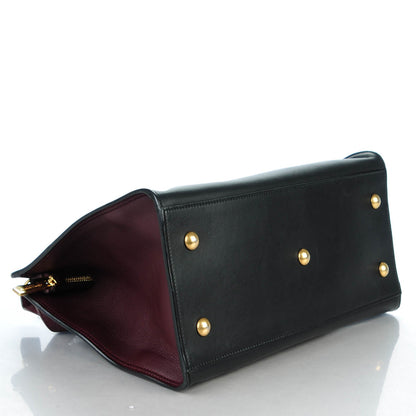 Saint Laurent Calfskin Bi Color Small Classic Y Cabas Black Bordeaux 4 of 7
