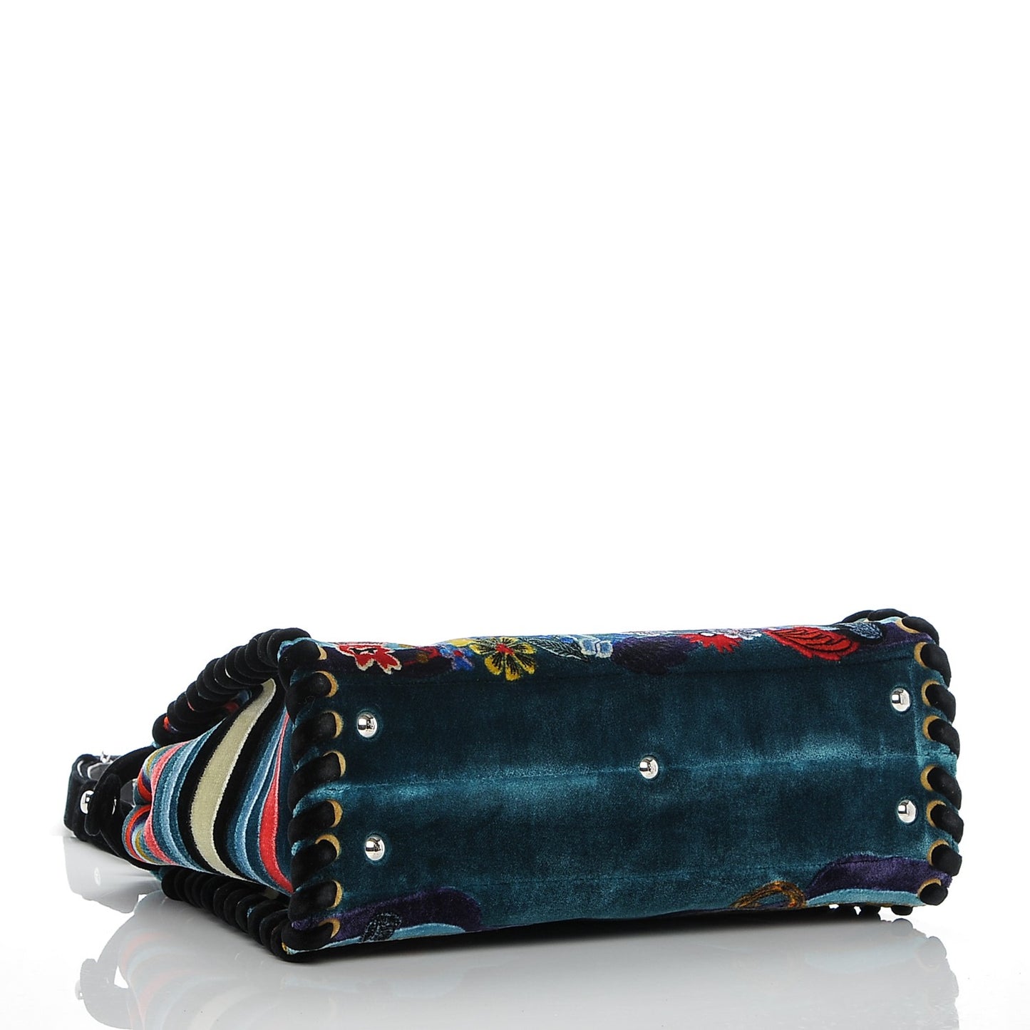 Velvet Lace Up Embroidered Medium Peekaboo Iconic Satchel Multicolor