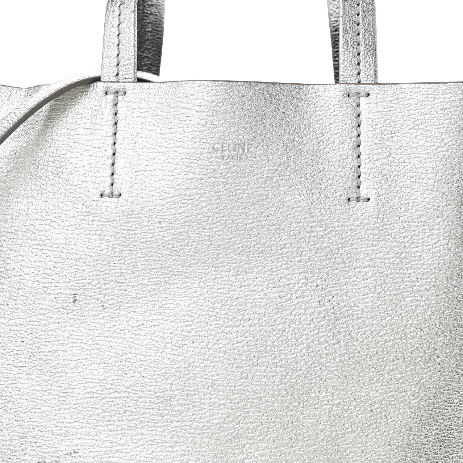 Celine Metallic Grained Calfskin Small Vertical Cabas Silver 8 of 11