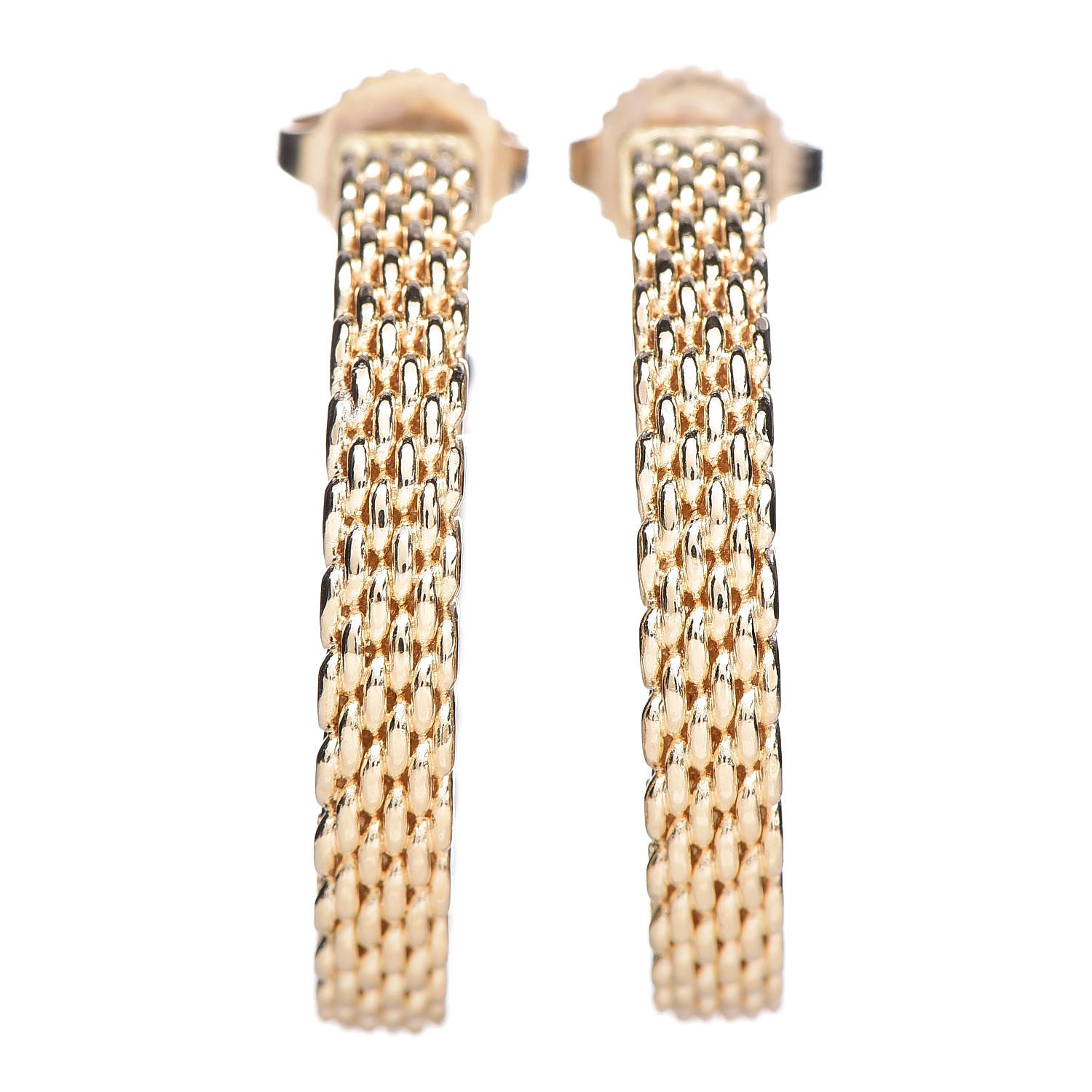 Tiffany 18K Yellow Gold Medium Somerset Mesh Hoop Earrings 1 of 4