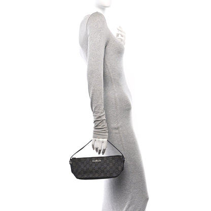 Gucci Denim Monogram Boat Pochette Black 2 of 10