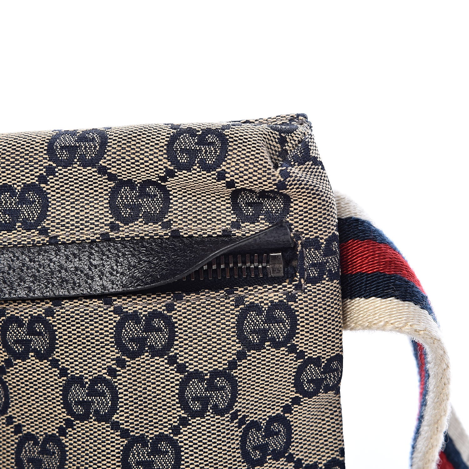 Gucci GG Monogram Web Double Pocket Belt Bag Navy 10 of 11