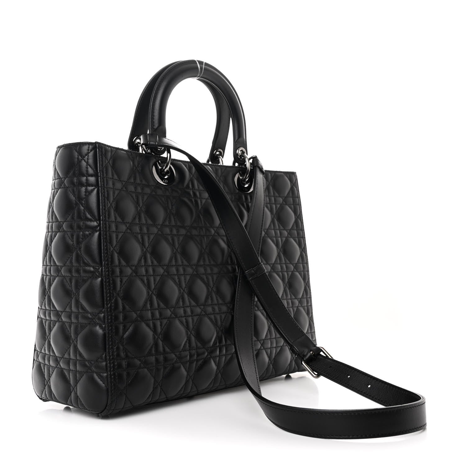 Christian Dior Lambskin Cannage Large Lady Dior Black 3 of 10