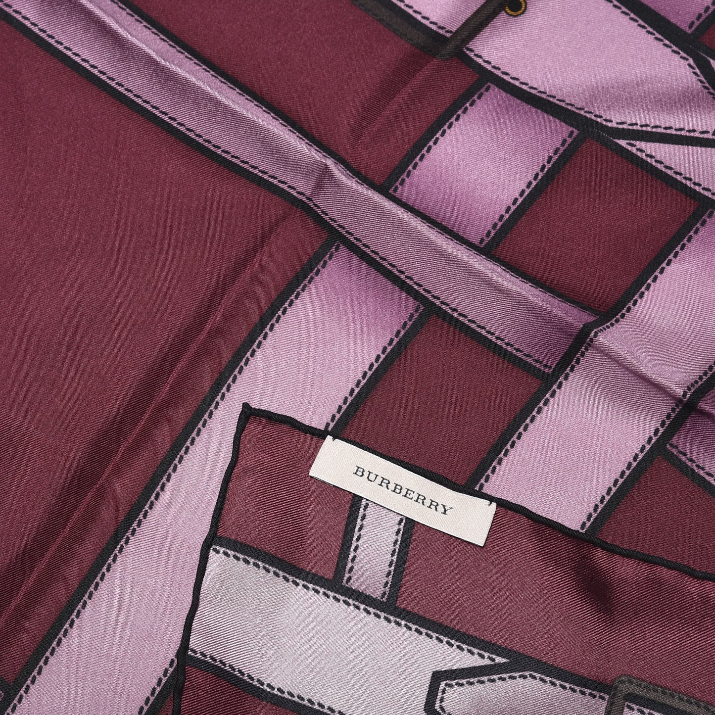 Silk Buckle Print Square Scarf Pink