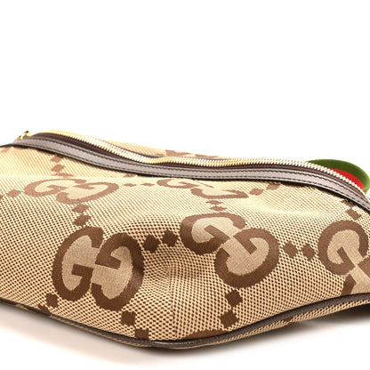 Gucci Monogram Jumbo GG Textured Dollar Calfskin Web Belt Bag Camel Ebony New Acero 10 of 10