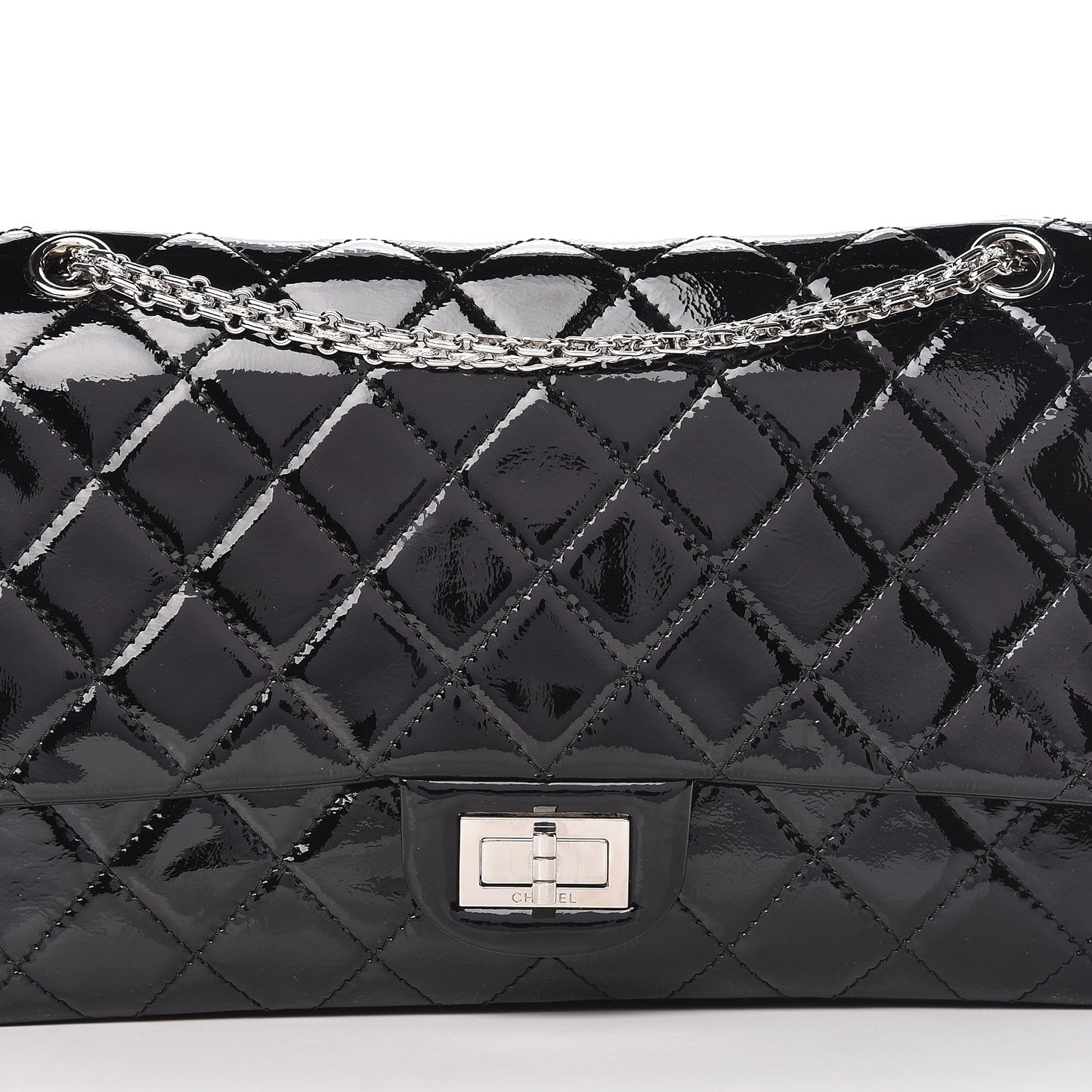 Distressed Patent Quilted 2.55 Reissue 227 Flap Black