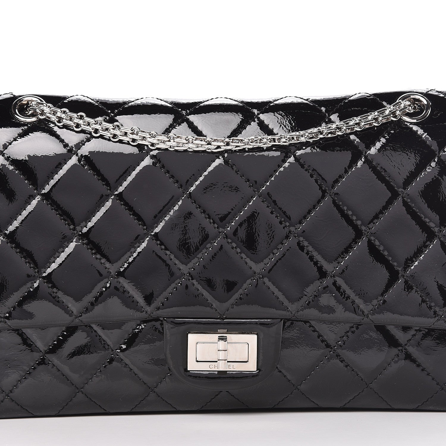 Chanel Distressed Patent Quilted 2.55 Reissue 227 Flap Black 16 of 16