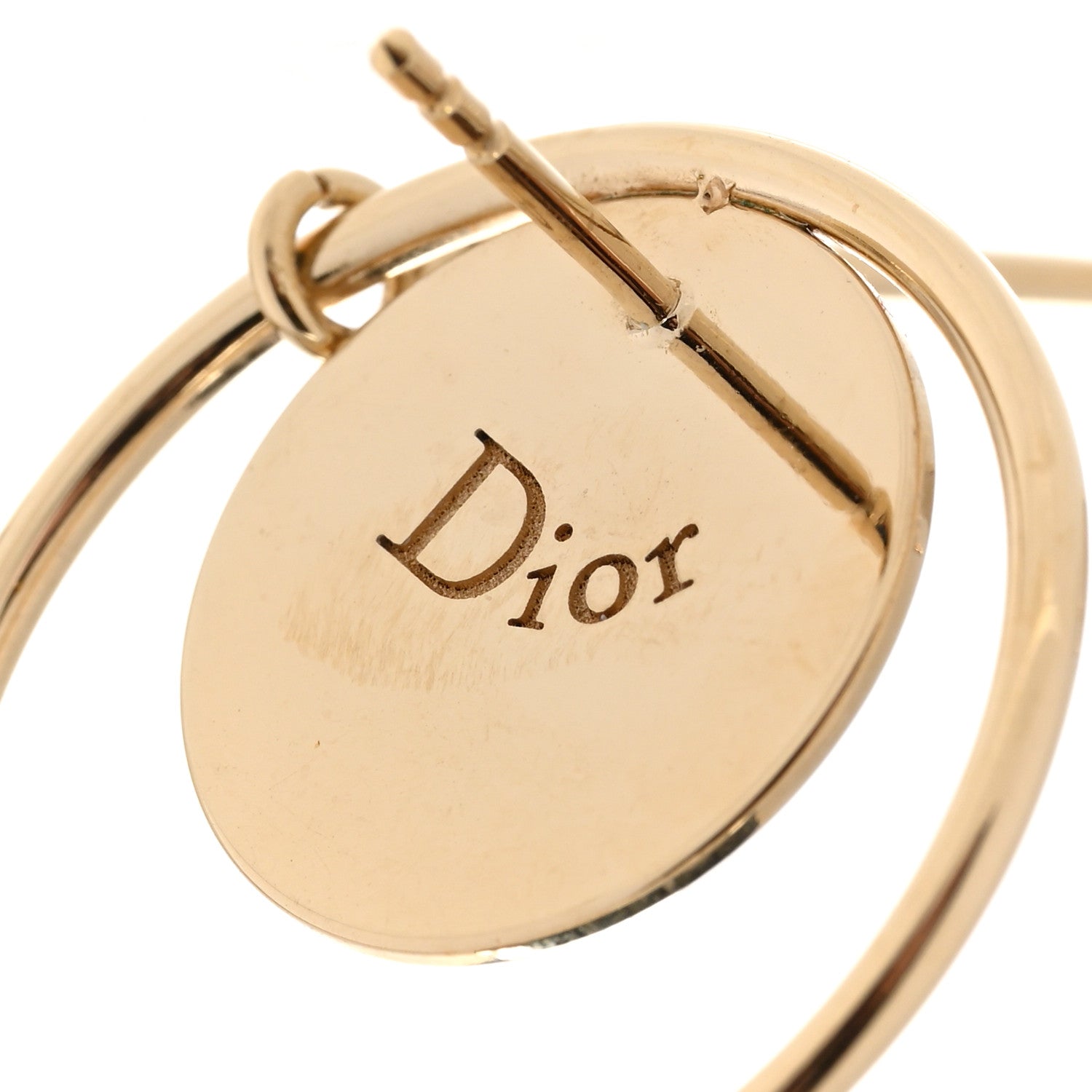 Christian Dior Crystal Circle Drop Earrings Gold 4 of 5