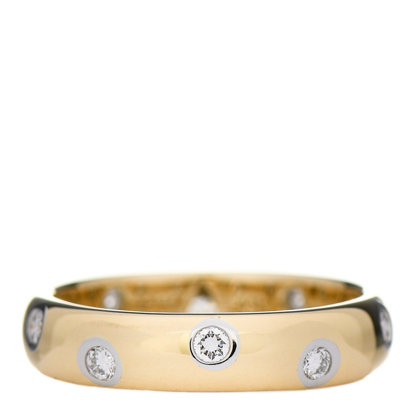 18K Yellow Gold Platinum Diamond 4mm Etoile Band Ring 50 5.25