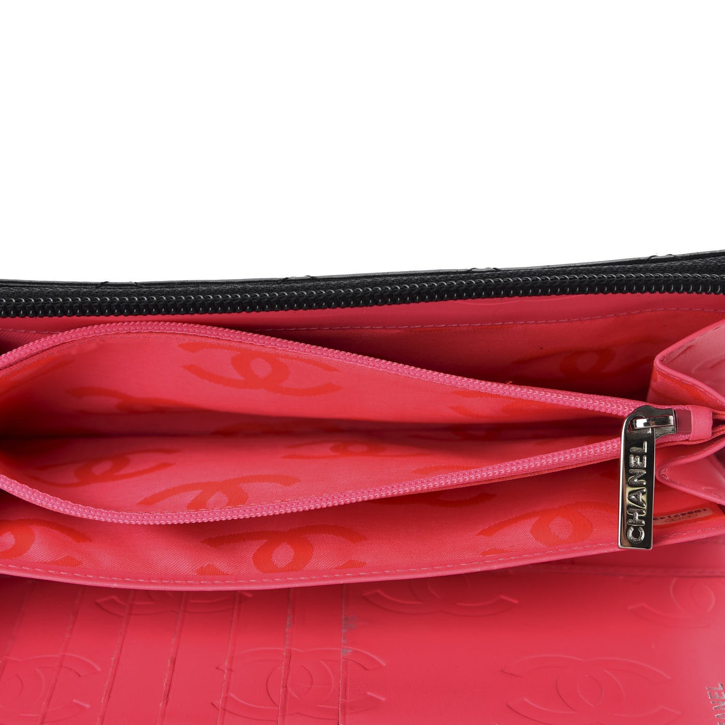 Calfskin Cambon Zip Around Organizer Wallet Black