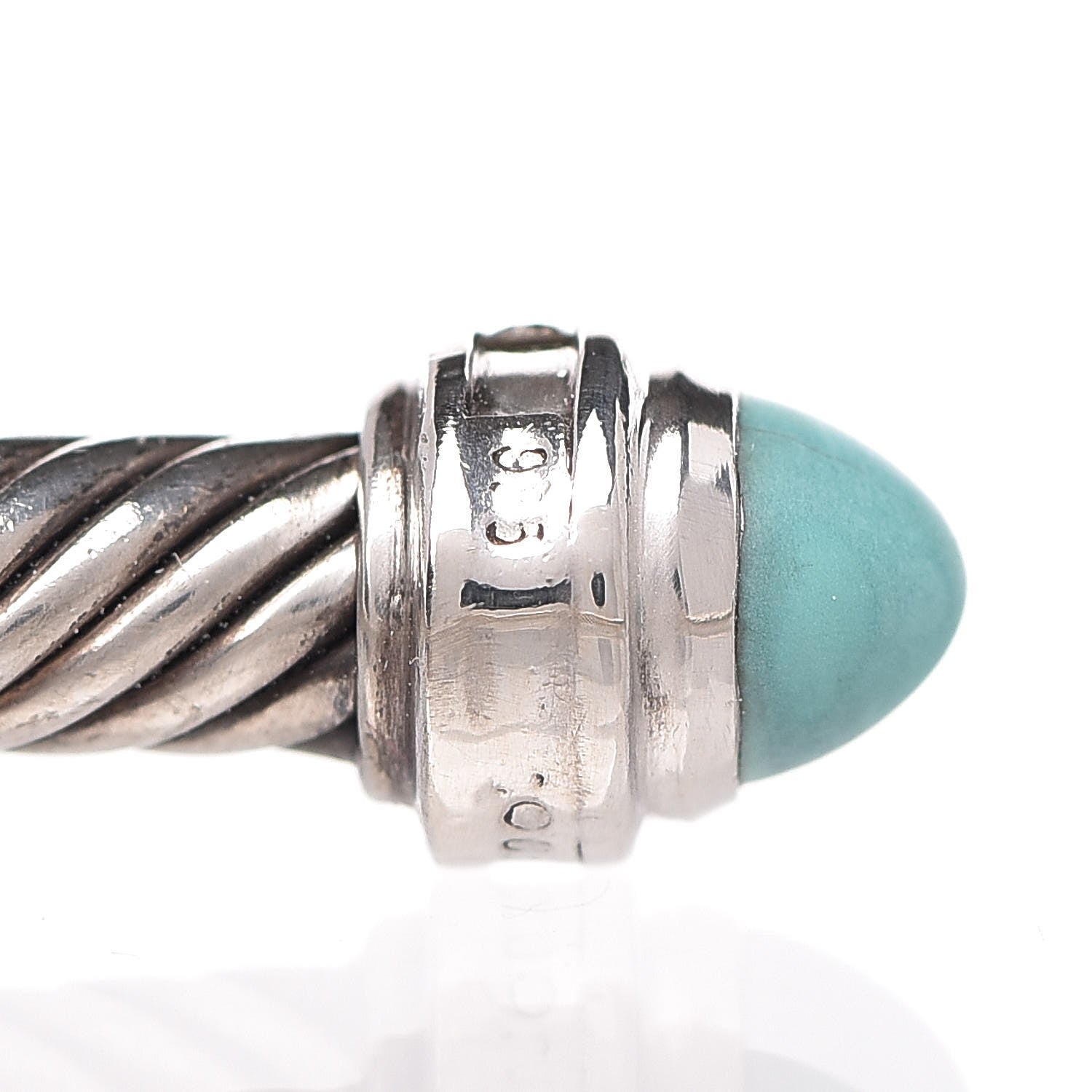 David Yurman Sterling Silver Diamond Turquoise 5mm Cable Classics Bracelet 4 of 5