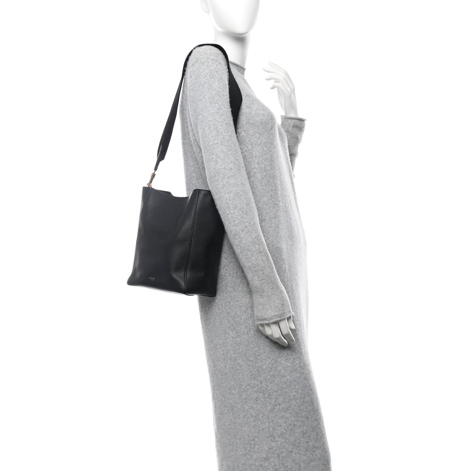 Celine Soft Grained Calfskin Small Sangle Bucket Bag Black 2 of 9