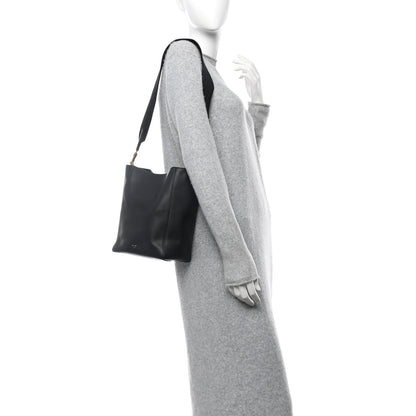 Celine Soft Grained Calfskin Small Sangle Bucket Bag Black 2 of 9