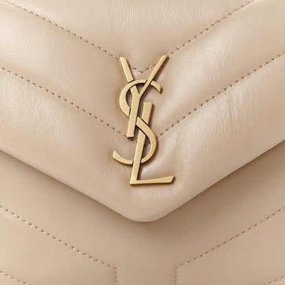 Saint Laurent Calfskin Y Quilted Monogram Toy Loulou Crossbody Bag Dark Beige 9 of 11