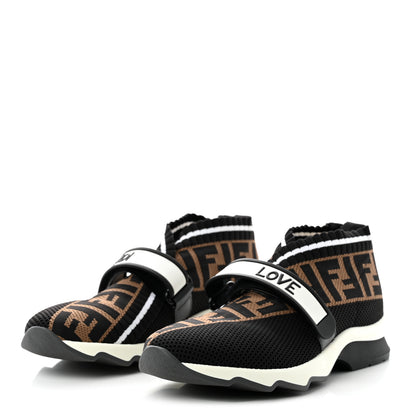 Fendi Stretch Yarn FF Stiff Band Rockoko Sneakers 39 Black White Tobacco 3 of 9