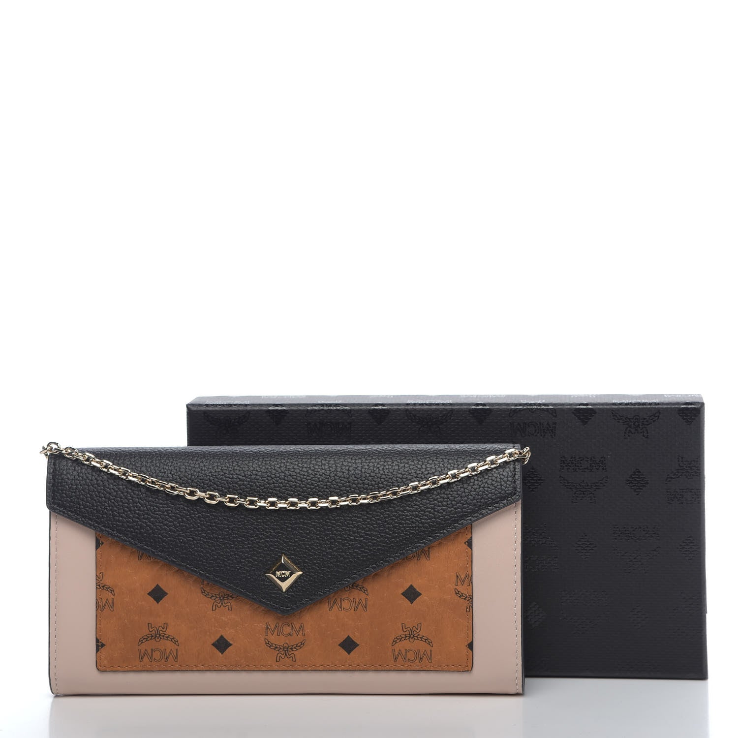 MCM Visetos Large Love Letter Crossbody Wallet Cognac Black 9 of 9