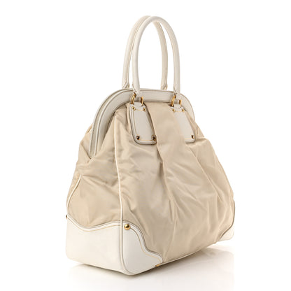 Prada Nylon Tessuto Vitello Daino Tote White 3 of 13