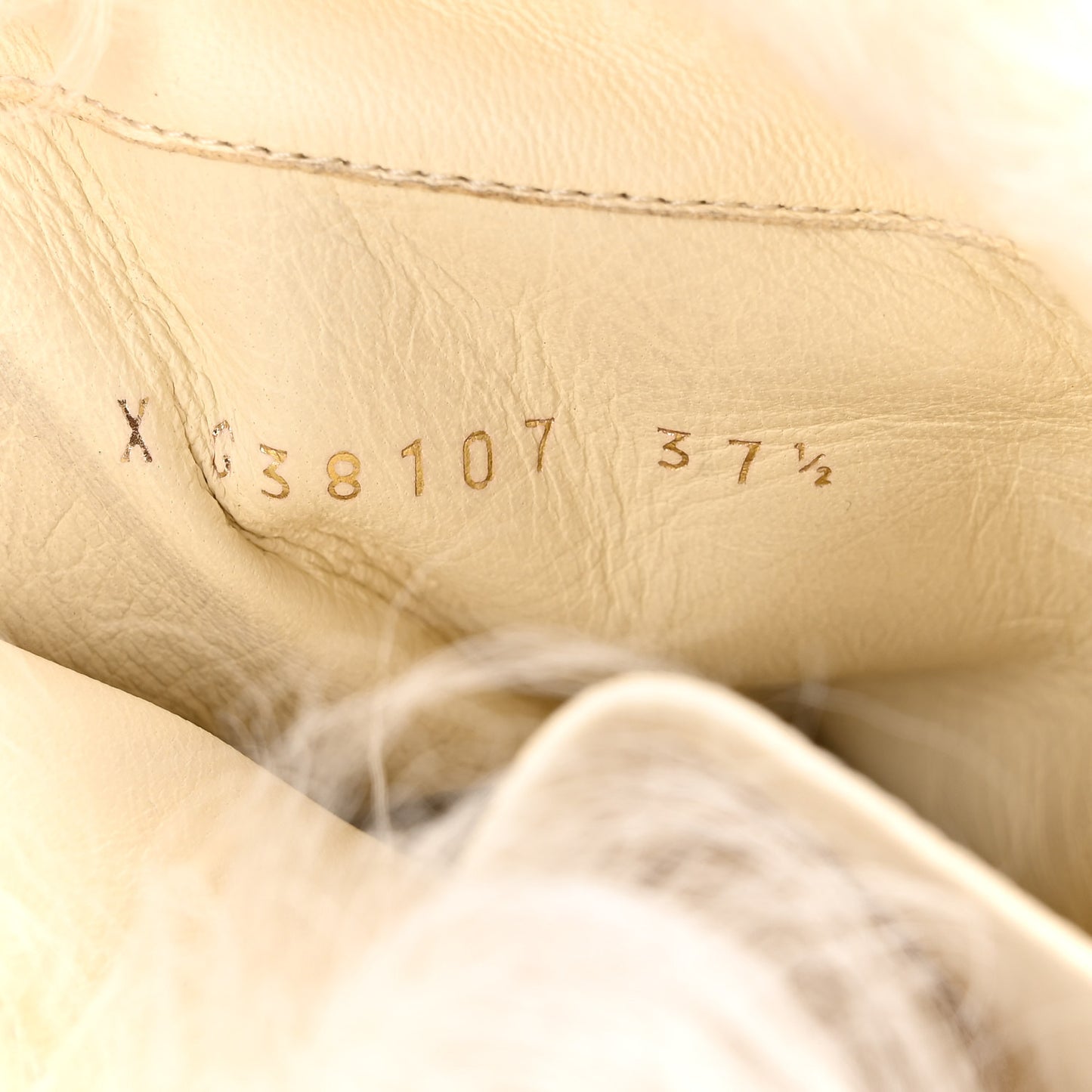 Shearling Sheepskin High Boots 37.5 Ivory Black