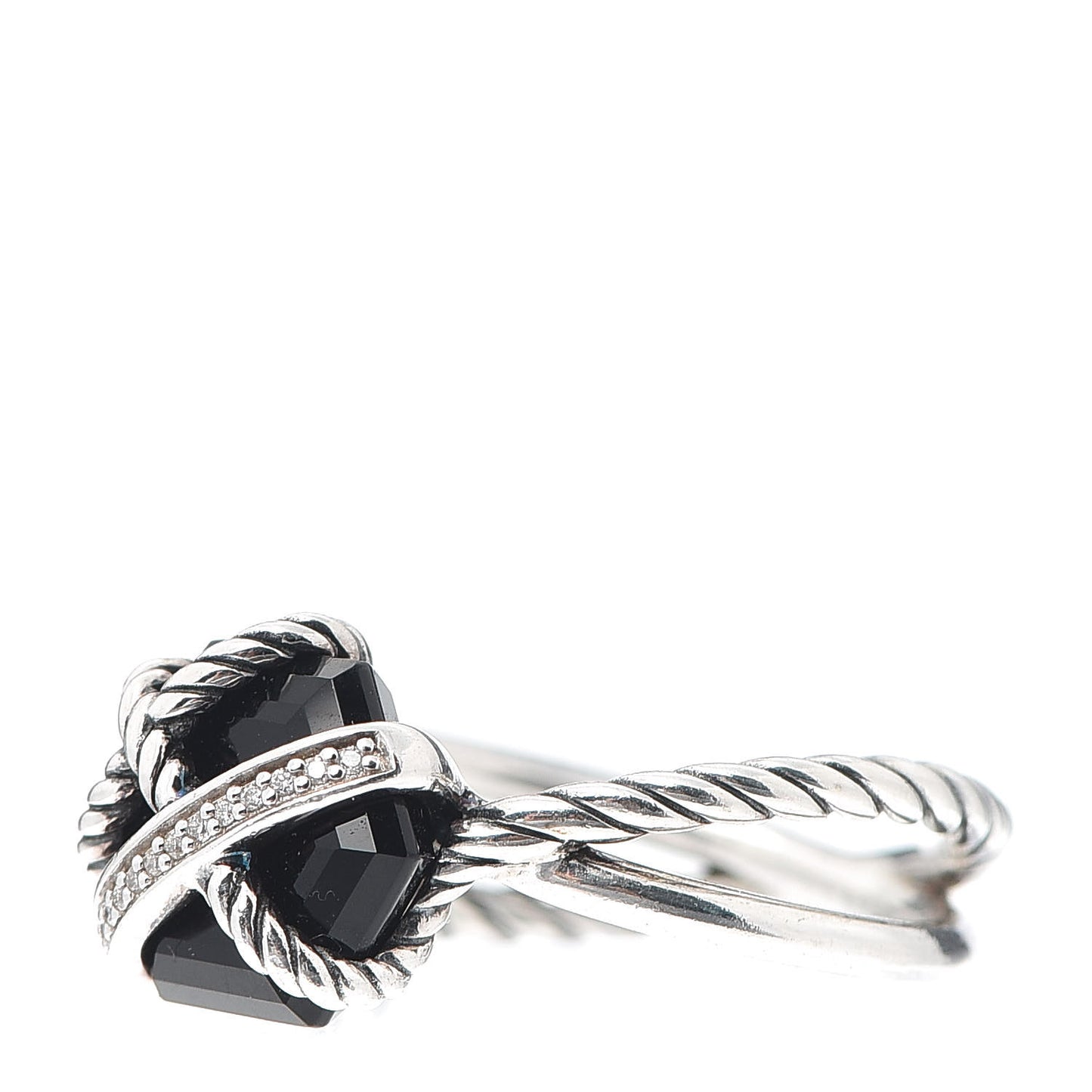 Sterling Silver Diamond Black Onyx 10mm Cable Wrap Ring 57 8