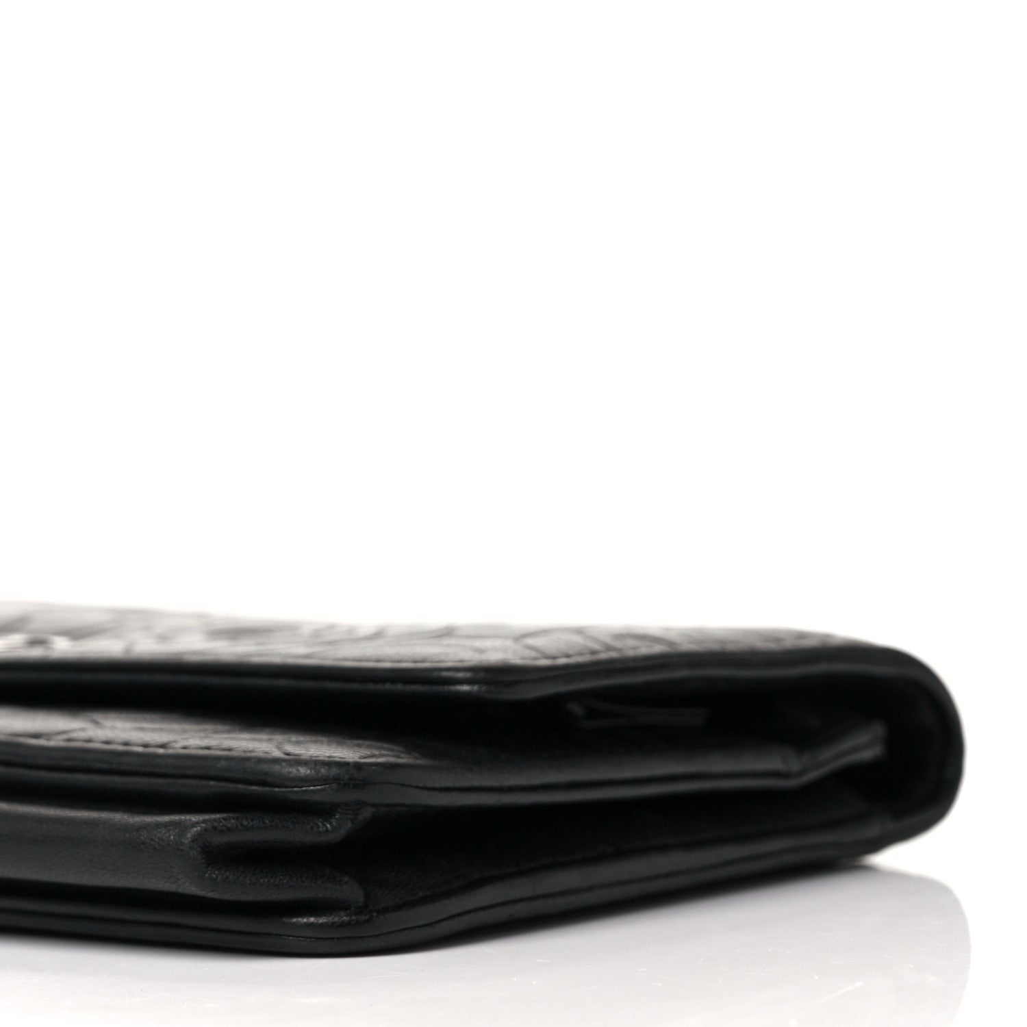 Chanel Lambskin Camellia Embossed Wallet On Chain WOC Black 10 of 11
