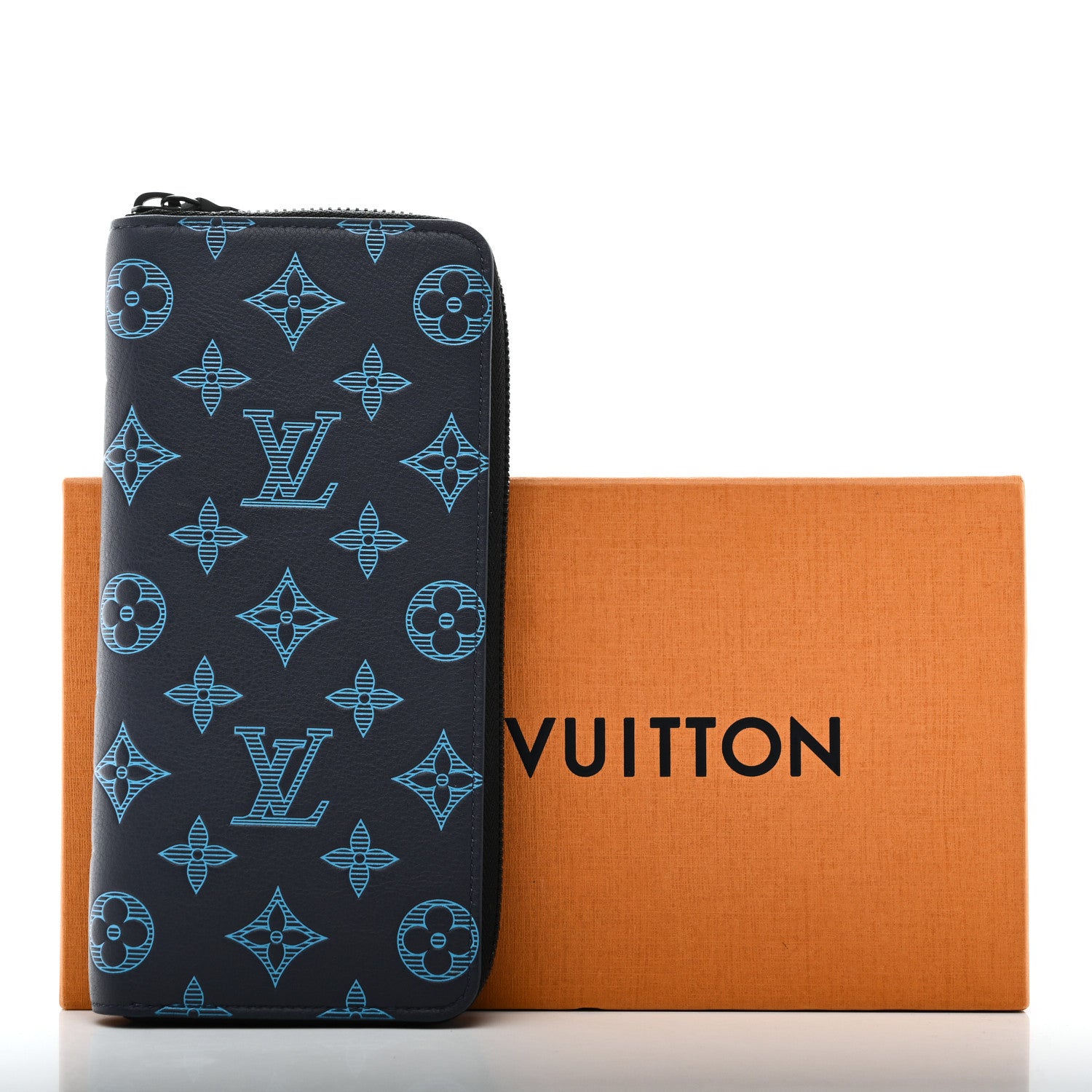 Louis Vuitton Calfskin Monogram Shadow Vertical Zippy Wallet Blue 7 of 7