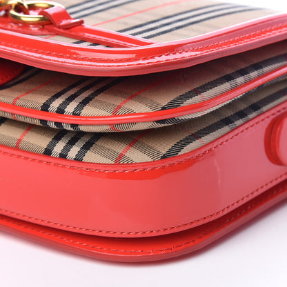 Burberry Patent 1983 Knight Check Link Shoulder Bag Bright Red 7 of 15