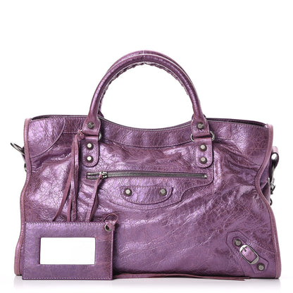 Balenciaga Agneau Classic Hardware City Metallic Purple 1 of 9