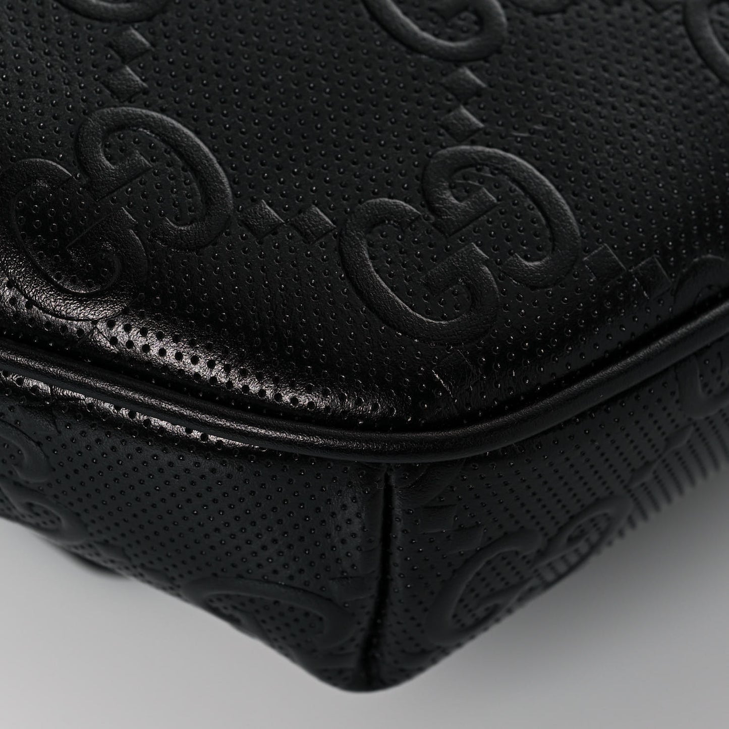Calfskin GG Tennis Embossed Pocket Belt Bag Black