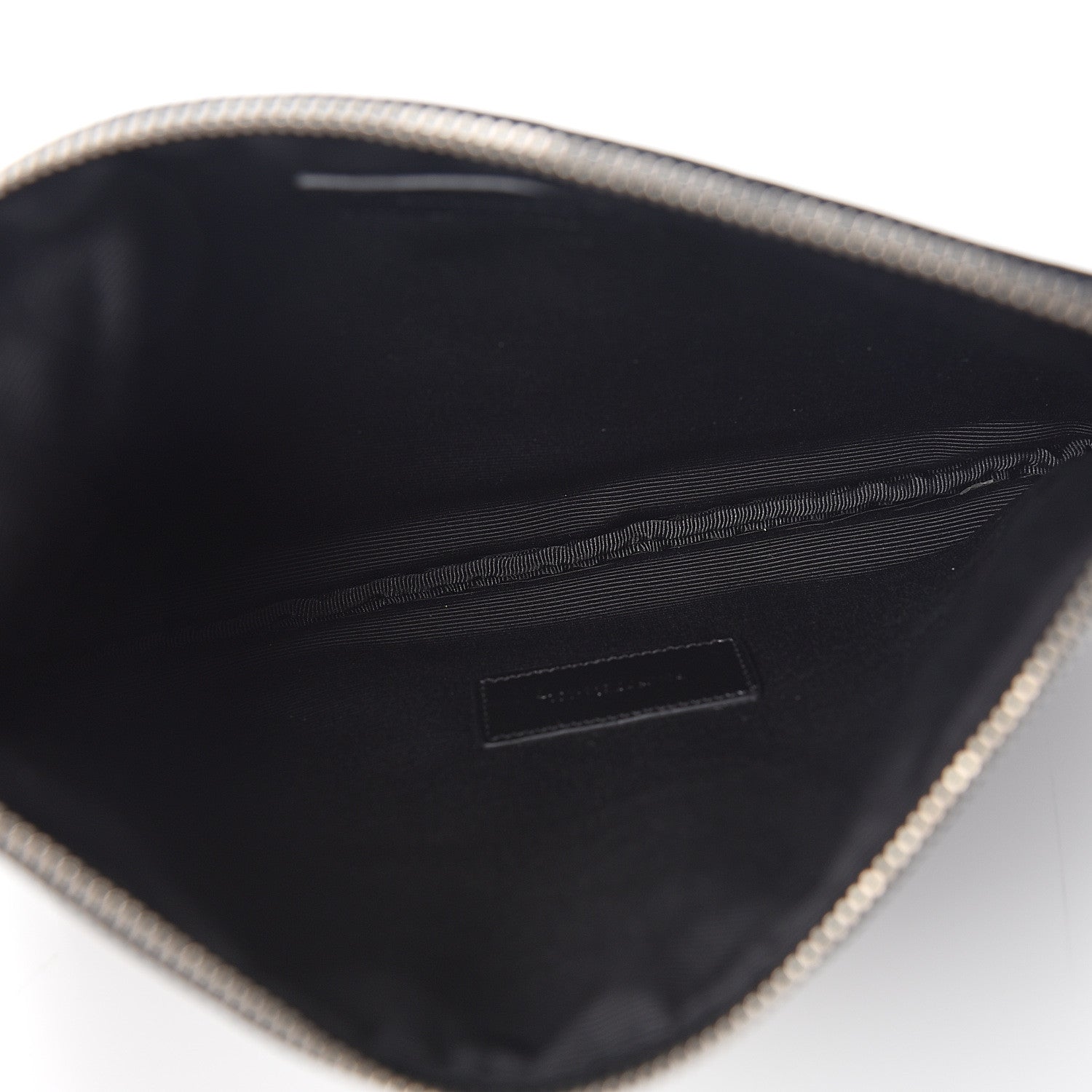 Saint Laurent Calfskin Crocodile Embossed Monogram Zip Pouch Black 4 of 8