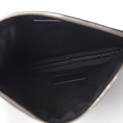 Saint Laurent Calfskin Crocodile Embossed Monogram Zip Pouch Black 4 of 8