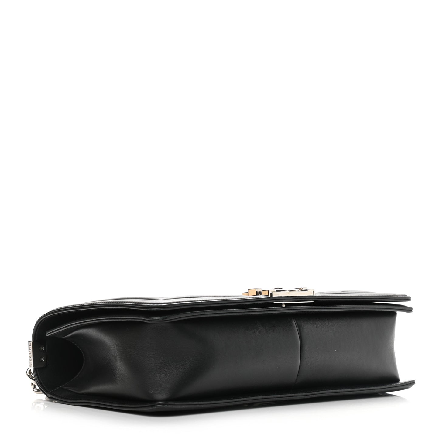 Calfskin Chevron Quilted Medium Boy Flap Black